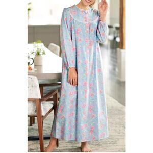 Lanz of Salzburg Nantucket Rose 100% Cotton Flannel Nightgown Medium